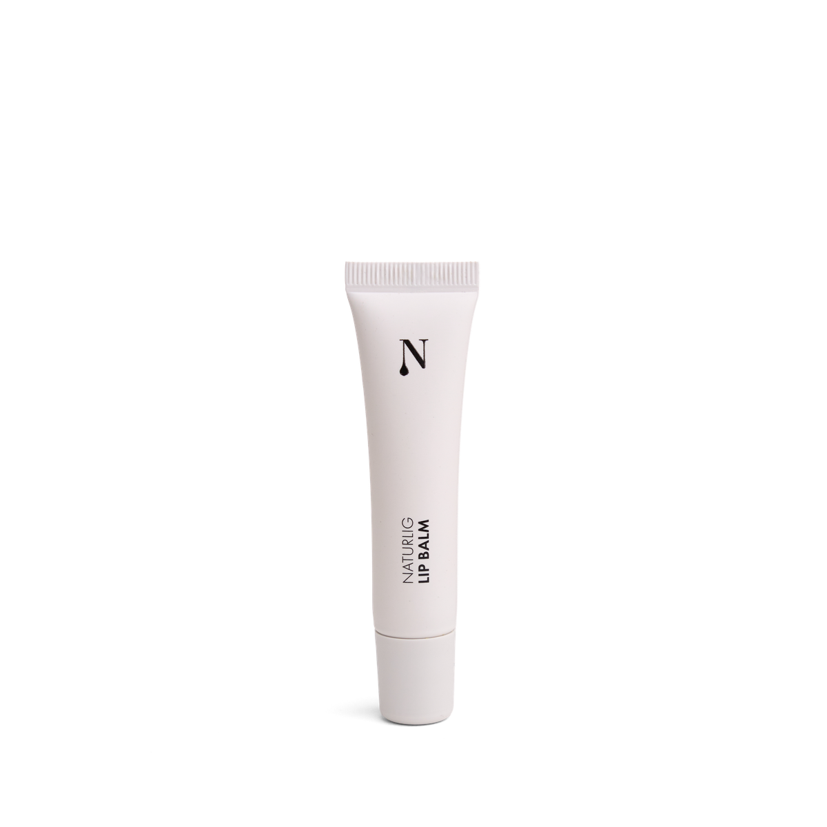 Naturlig Lip Balm i lys tube med skruelåg og sort N-logo