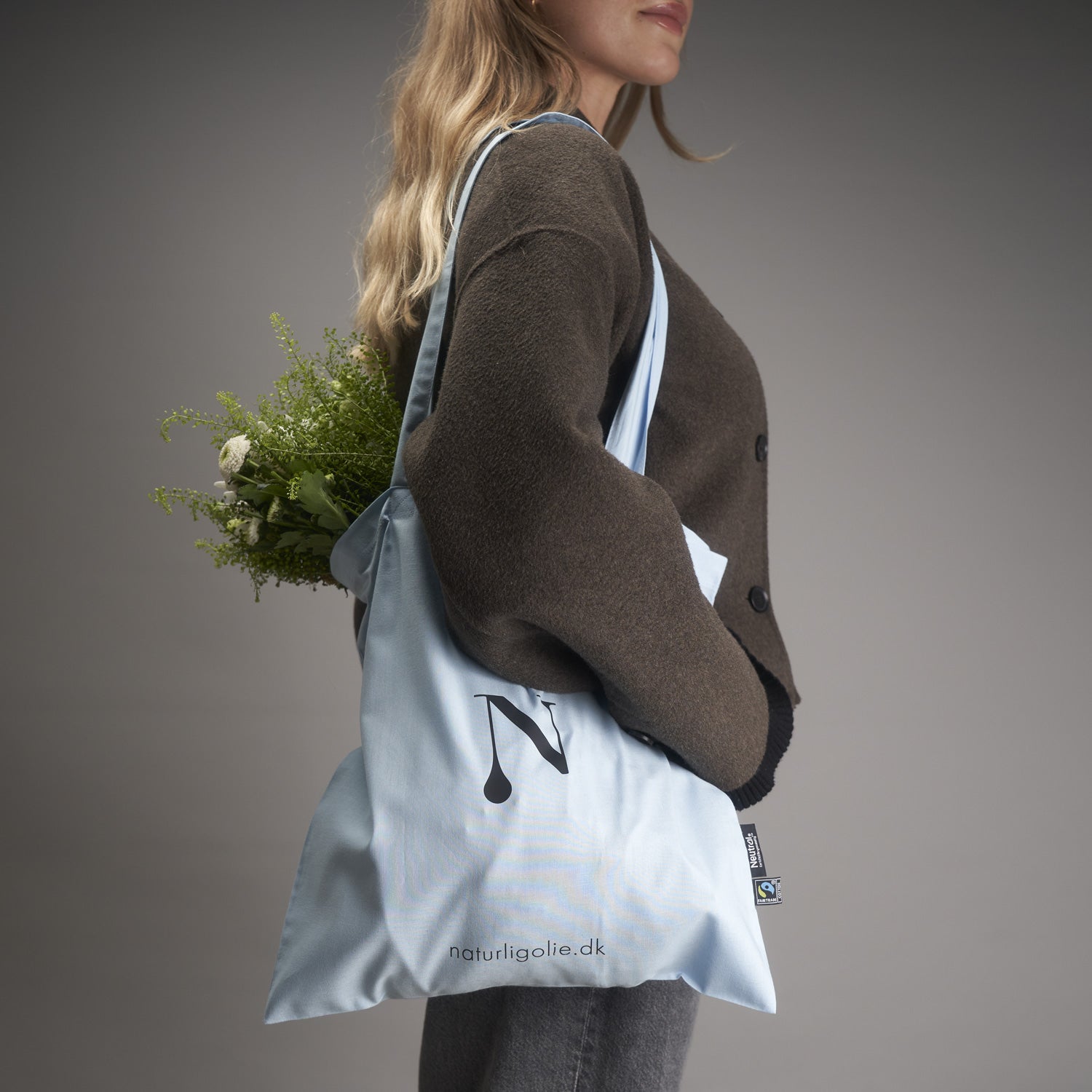 Økologisk Tote bag - Lyseblå